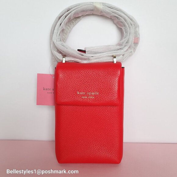 KATE SPADE Bradley North/South Pebbled Leather Phone Crossbody- Heirloom T.  🎈⭐ - Picture 6 of 16